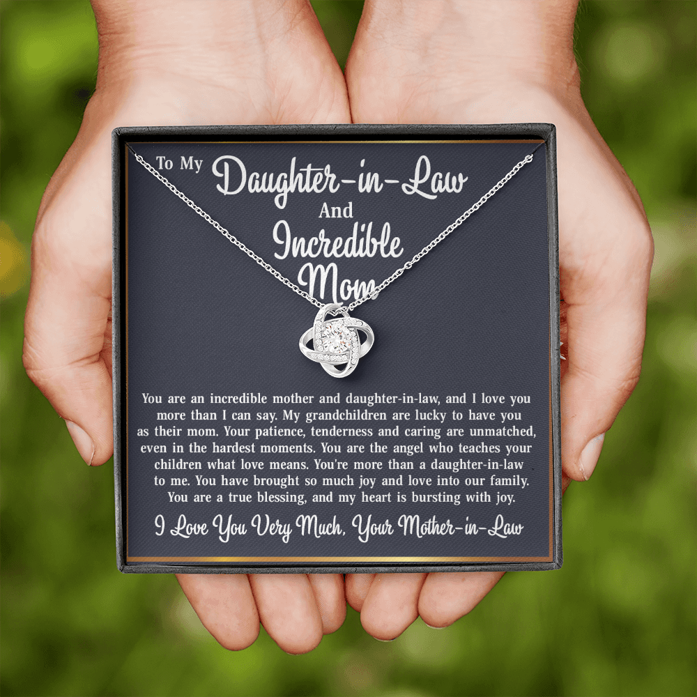 To My Daughter-in-Law From Mother-in-Law - Love Knot Necklace Jewelry Gift - Incredible Mother and Daughter in Law