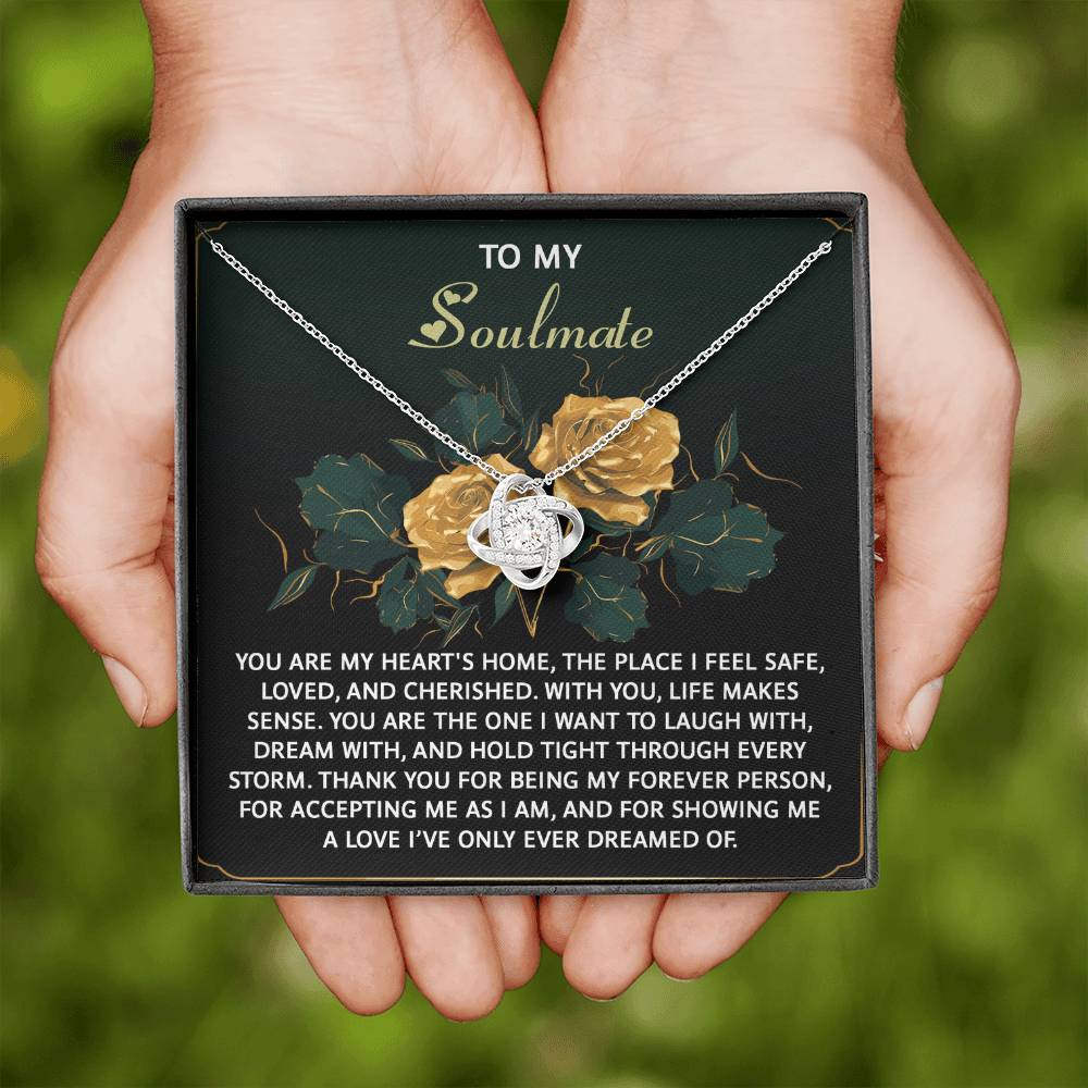 To My Soulmate Jewelry Gift - Love Knot Forever Necklace - Thanks For Being My Forever Person