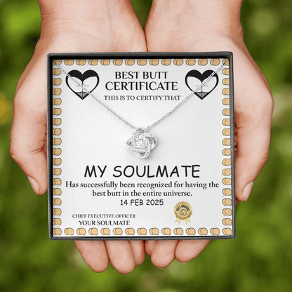 To My Soulmate Jewelry Gift - Love Knot Forever Necklace with Heartfelt Message Card From You -Best Butt