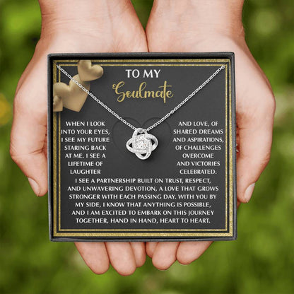 To My Soulmate Jewelry Gift - Love Knot Forever Necklace - Heart To Heart