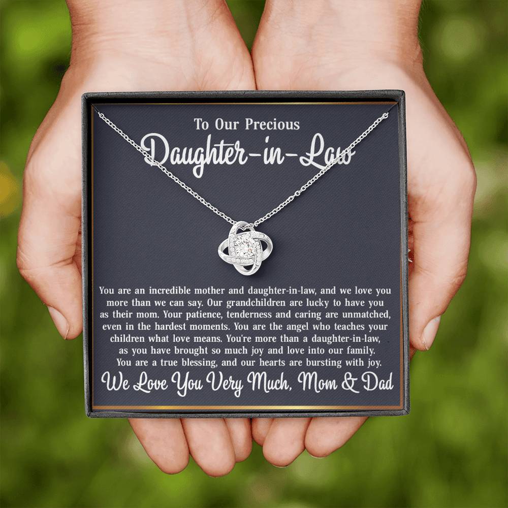 To Our Daughter-in-Law - Love Knot Necklace Jewelry Gift - Incredible Mother and Daughter in Law