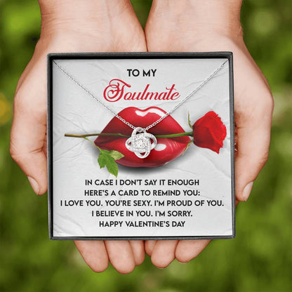 To My Soulmate Jewelry Gift - Love Knot Forever Necklace with Heartfelt Message Card From You - Don't Say It