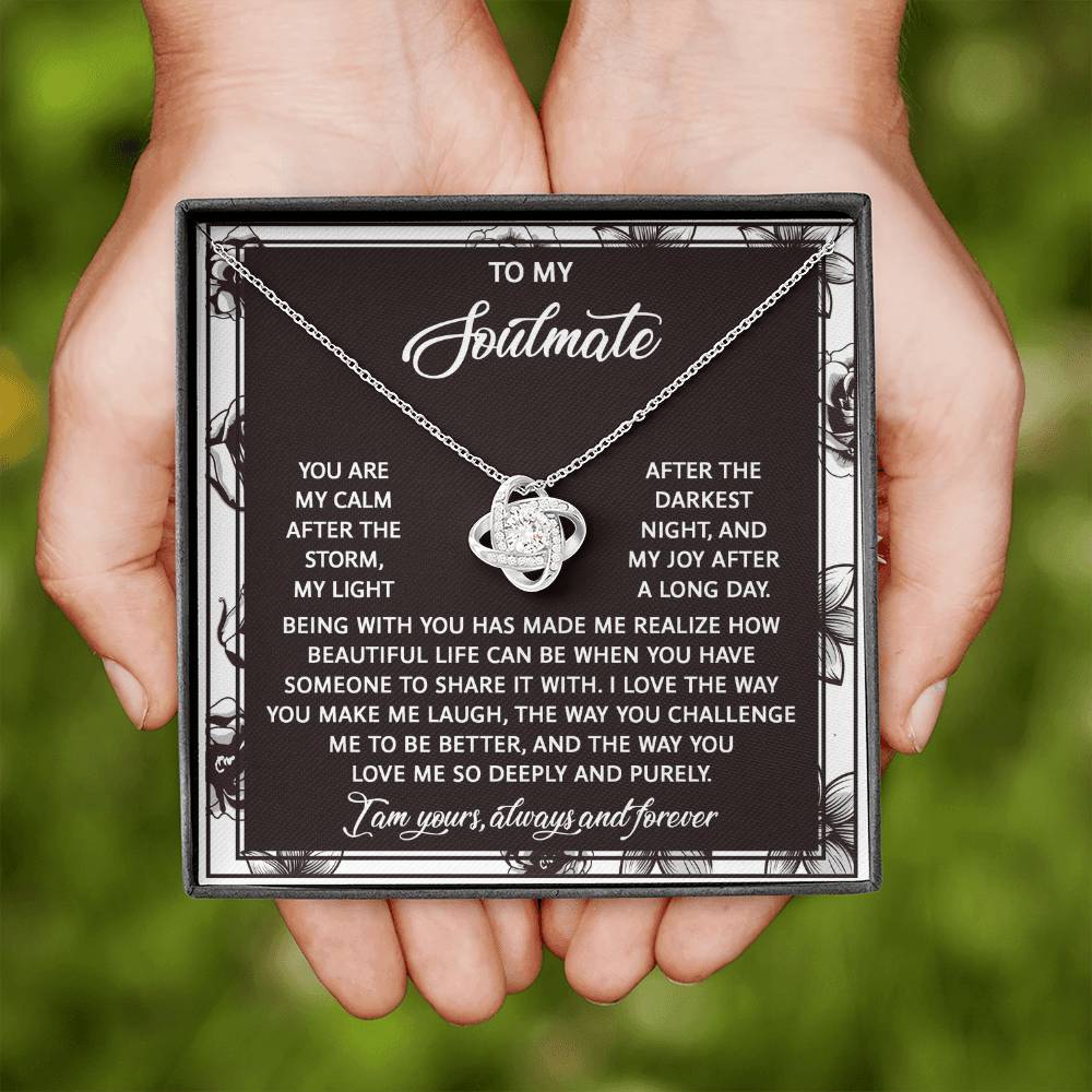 To My Soulmate Jewelry Gift - Love Knot Forever Necklace - Deeply and Purely