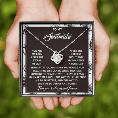 To My Soulmate Jewelry Gift - Love Knot Forever Necklace - Deeply and Purely