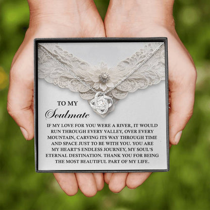 To My Soulmate Jewelry Gift - Love Knot Forever Necklace with Heartfelt Message Card From You - Eternal Destination