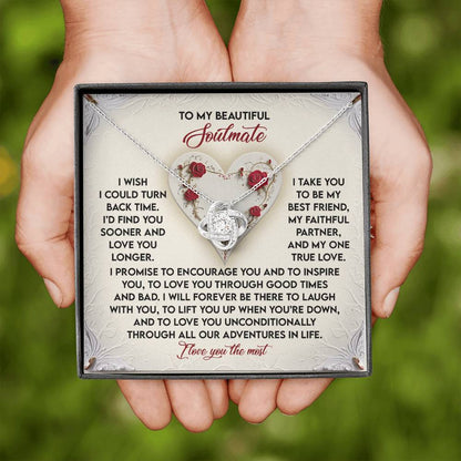 To My Soulmate Jewelry Gift - Love Knot Forever Necklace - Laugh With You