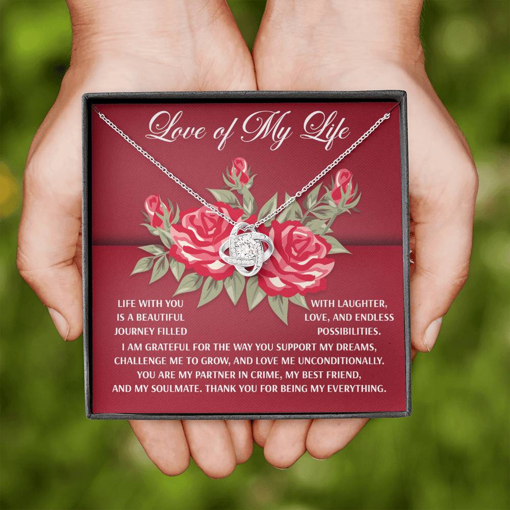 To The Love Of My Life Jewelry Gift - Love Knot Forever Necklace with Heartfelt Message Card From You - Endless Possibilities
