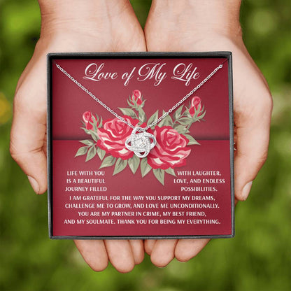 To The Love Of My Life Jewelry Gift - Love Knot Forever Necklace with Heartfelt Message Card From You - Endless Possibilities