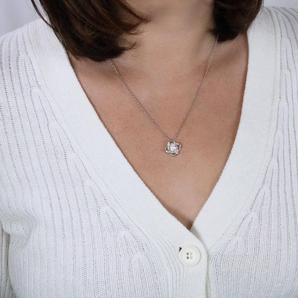 Mom  To Be Jewelry Gift - Love Knot Necklace - Little Face