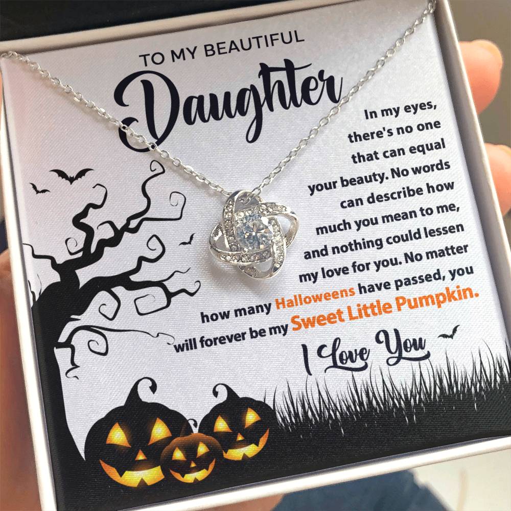 Halloween Gift For Daughter - Sweet Little Pumpkin - Love Knot Necklace