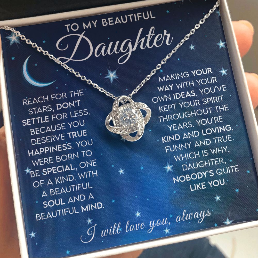 Daughter - Reach for the Stars Love Knot  Necklace