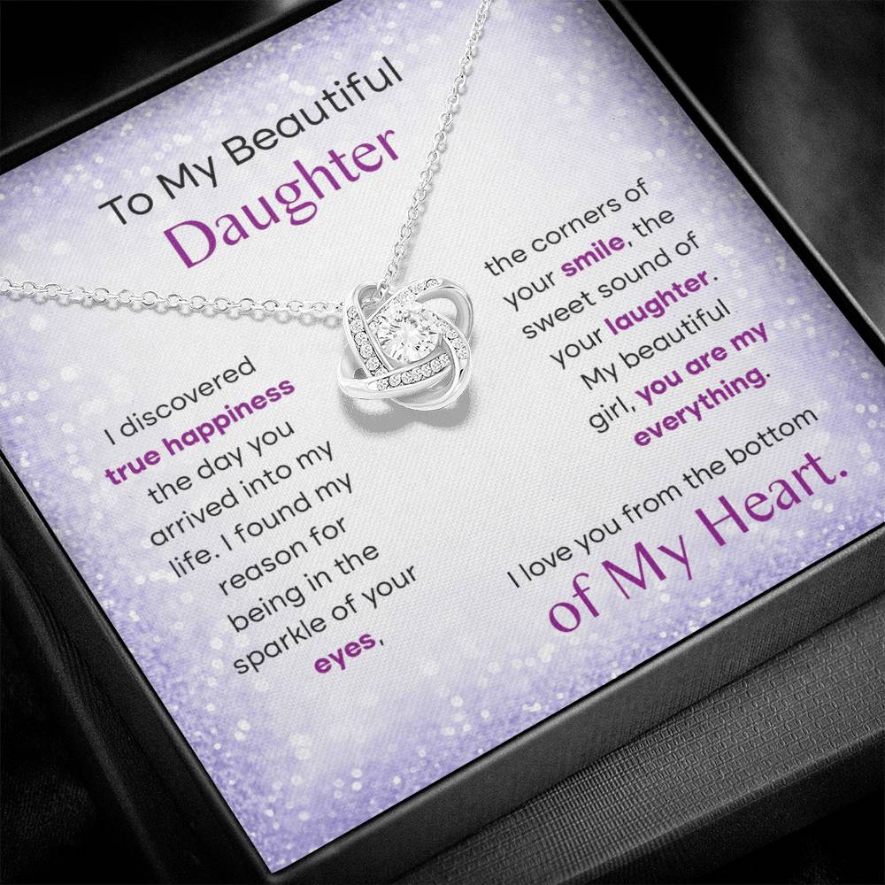 To My Beautiful Daughter Gift - Love Knot Necklace - All Of My Heart -Sweet Sound 3