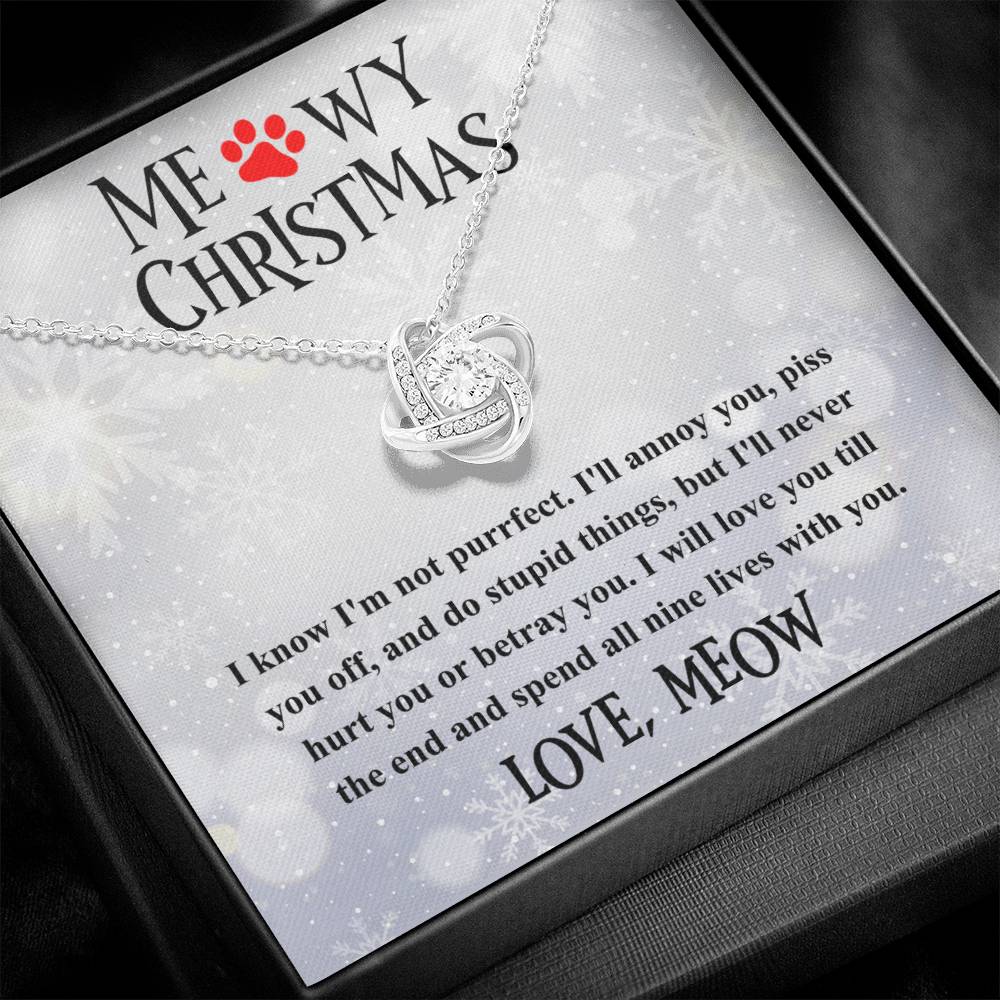 Cat Mom Jewelry Gift - Love Knot Necklace - Meowy Christmas