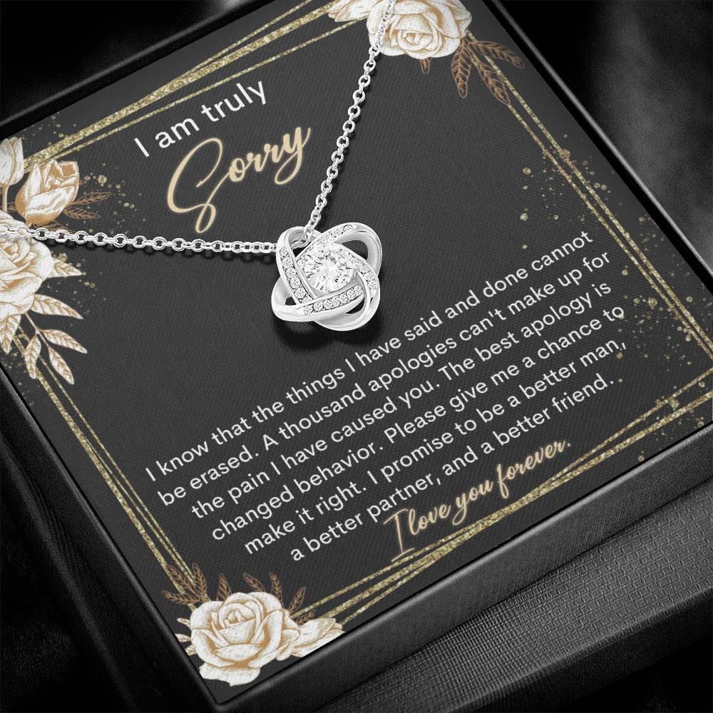 I'm Sorry Gift For Her - Love Knot Necklace - Cannot Be Erased