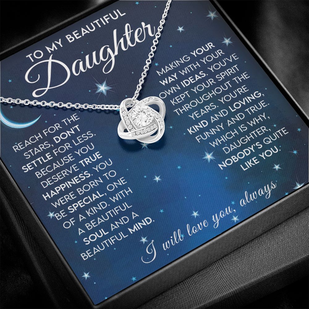 Daughter - Reach for the Stars Love Knot  Necklace