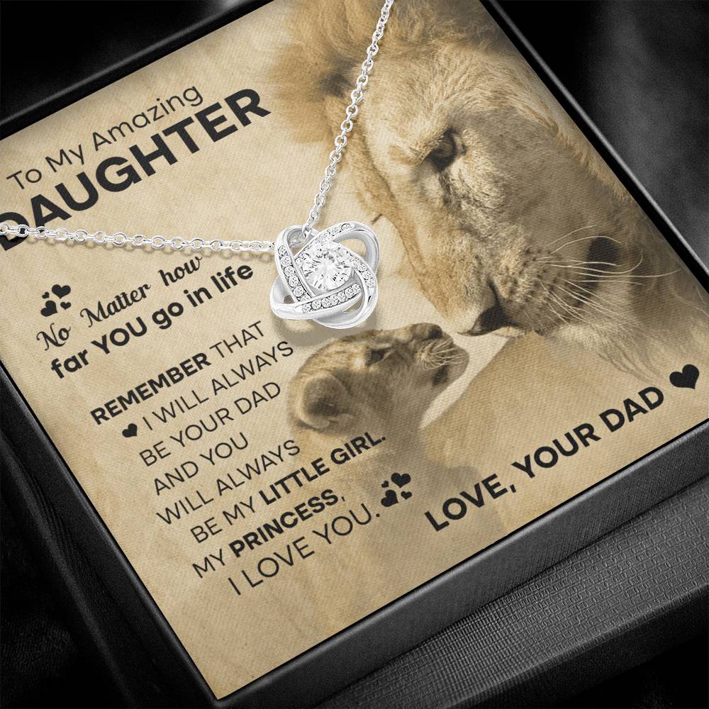 Daughter Gift From Dad - Love Knot Necklace - Always Be My Little Girl