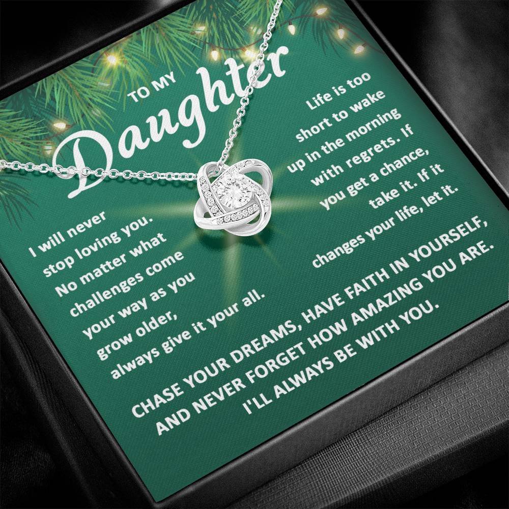 Daughter Jewelry Gift - Love Knot Necklace - Chase Your Dreams