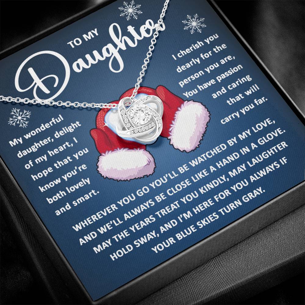 Daughter Christmas Gift - Love Knot Necklace - Hand In Glove