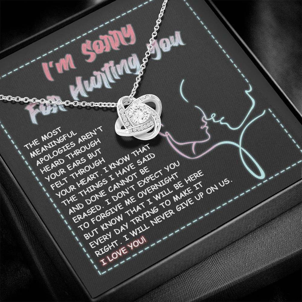 I'm Sorry Gift For Her - Love Knot Necklace - Never Give Up