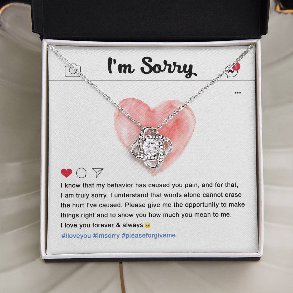 Apology Jewelry Gift - Love Knot Necklace - Cannot Erase