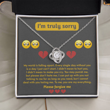 Apology Jewelry Gift - Love Knot Necklace - I Didn't Mean To Make You Cry