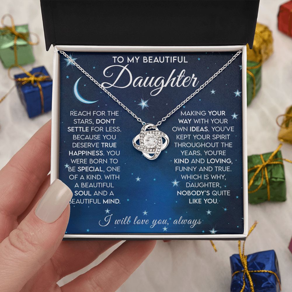 Daughter - Reach for the Stars Love Knot  Necklace