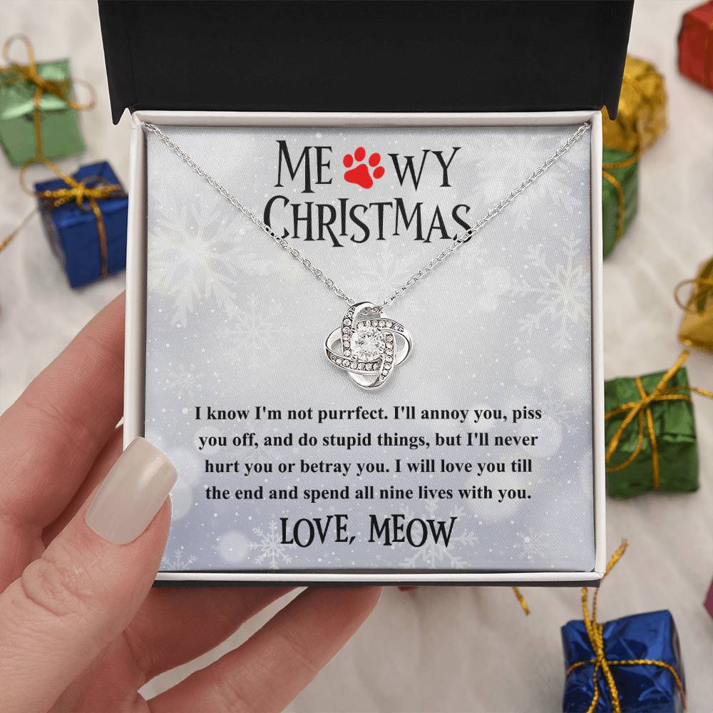 Cat Mom Jewelry Gift - Love Knot Necklace - Meowy Christmas