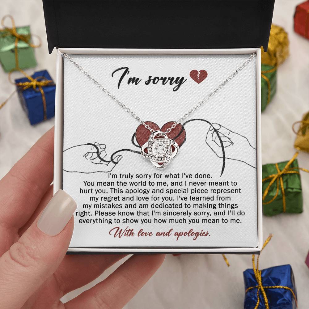 I'm Sorry Gift For Her - Love Knot Necklace - Mean The World To Me