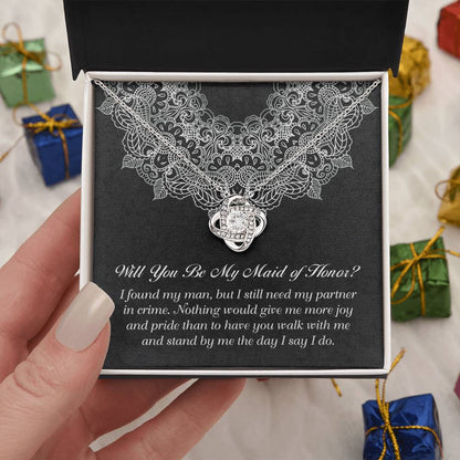 Maid of Honor Gift - Love Knot Necklace - Partner in Crime