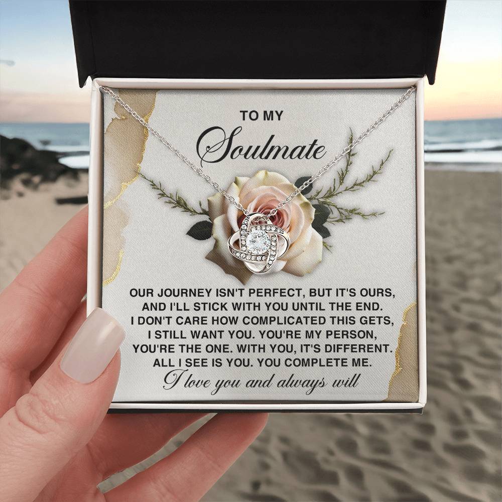 To My Soulmate Jewelry Gift - You Complete Me - Love Knot Necklace
