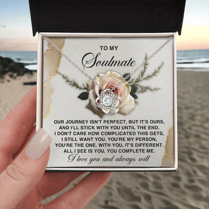To My Soulmate Jewelry Gift - You Complete Me - Love Knot Necklace
