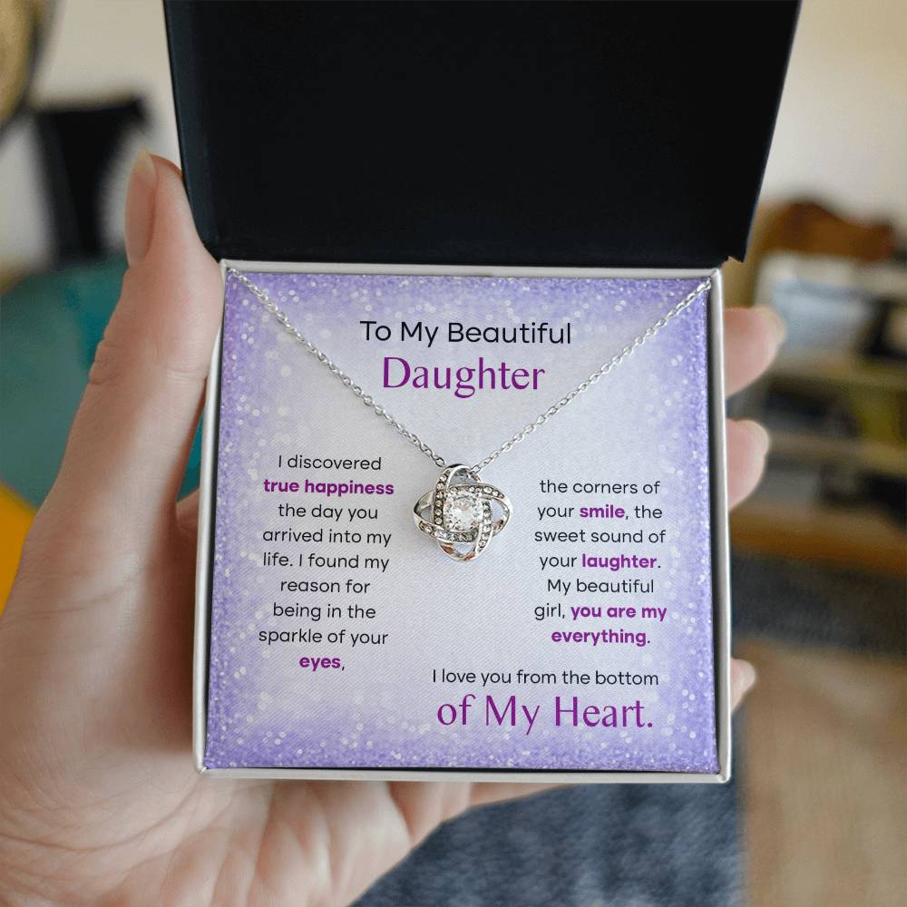 To My Beautiful Daughter Gift - Love Knot Necklace - All Of My Heart -Sweet Sound 3