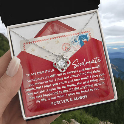 Soulmate Jewelry Gift - Love Knot Necklace - Find The Right Words