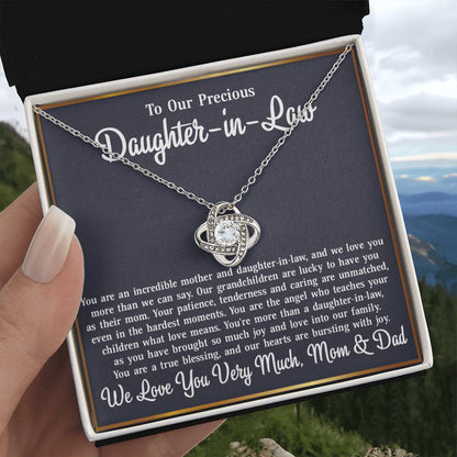 To Our Daughter-in-Law - Love Knot Necklace Jewelry Gift - Incredible Mother and Daughter in Law