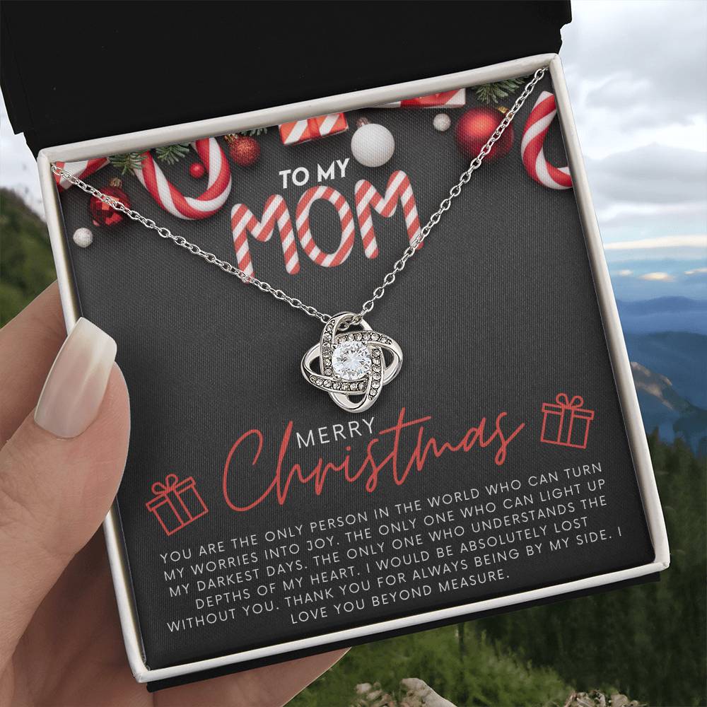 To My Mom Jewelry Gift for Christmas - You Turn My Worries Into Joy - Love Knot Necklace