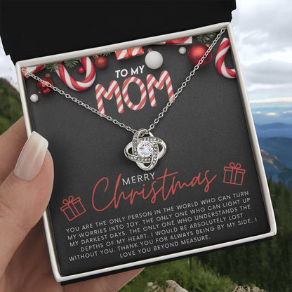 To My Mom Jewelry Gift for Christmas - You Turn My Worries Into Joy - Love Knot Necklace