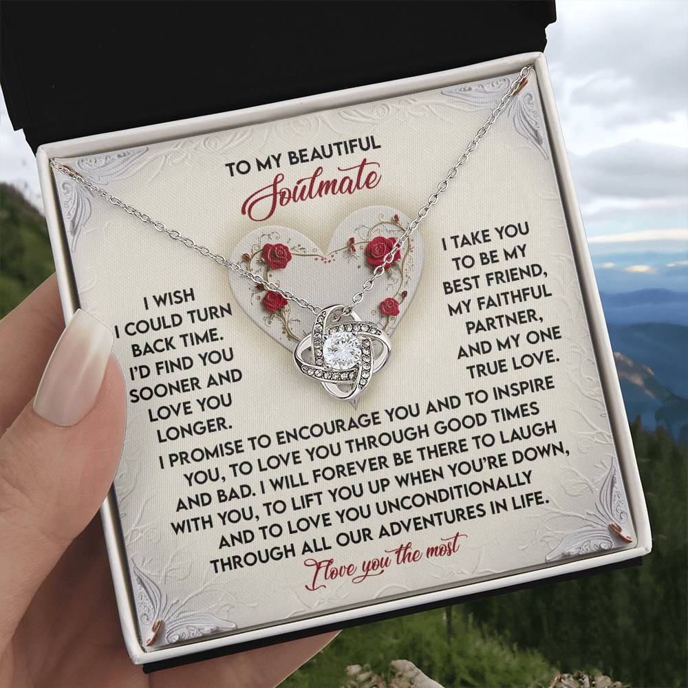 To My Soulmate Jewelry Gift - Love Knot Forever Necklace - Laugh With You