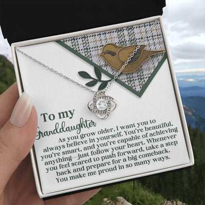 To My Granddaughter Jewelry Gift - A Big Comeback - Love Knot Necklace