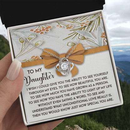 Daughter Jewelry Gift - Knot Of Love Necklace - You Light Up My Life Without Saying A Word