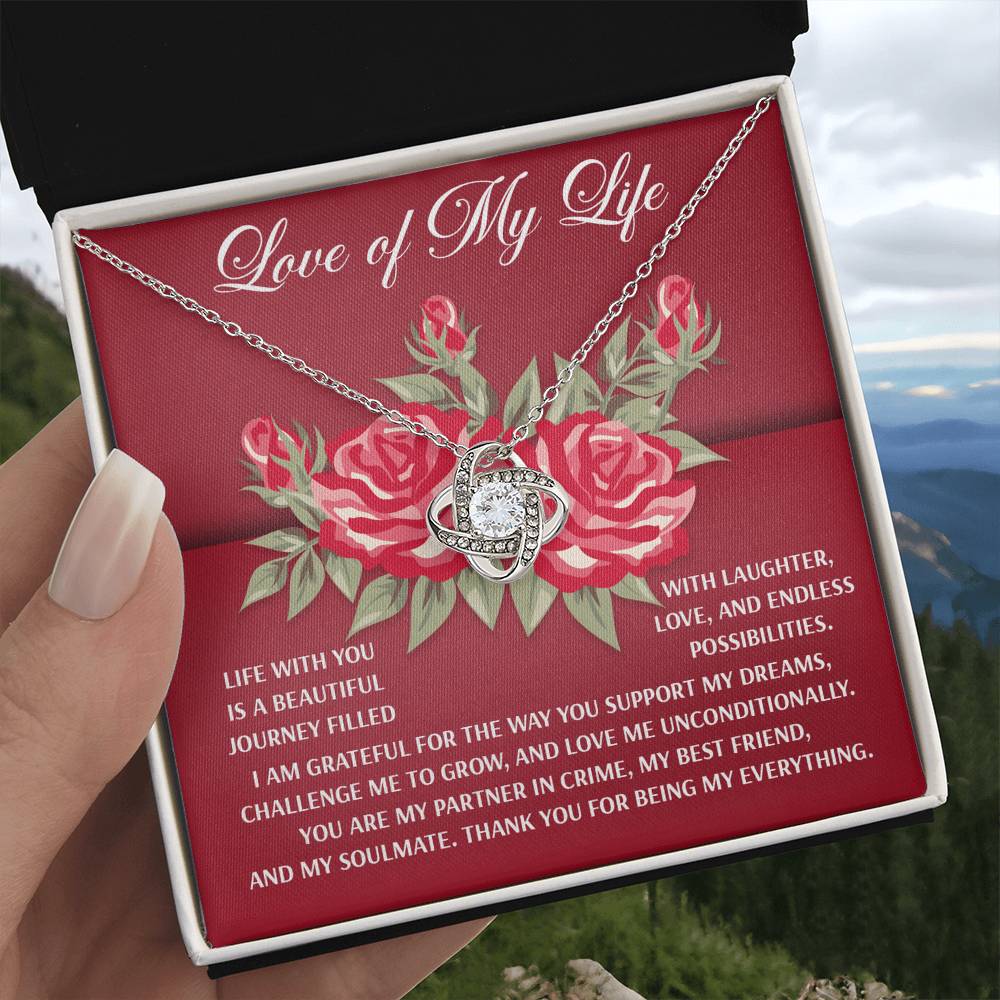 To The Love Of My Life Jewelry Gift - Love Knot Forever Necklace with Heartfelt Message Card From You - Endless Possibilities