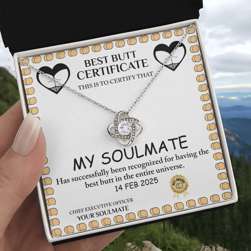 To My Soulmate Jewelry Gift - Love Knot Forever Necklace with Heartfelt Message Card From You -Best Butt