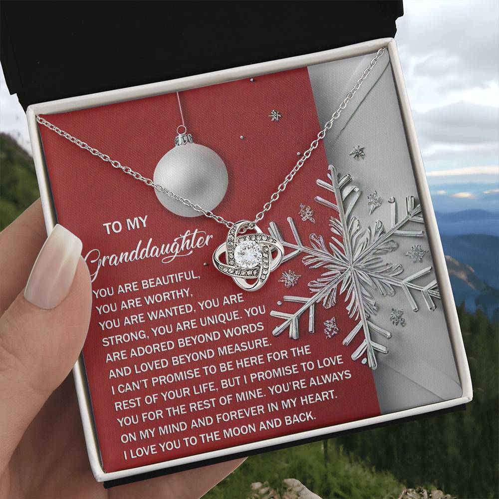 To My Granddaughter Jewelry Gift - I Love You Till The Moon and Back -  Love Knot Necklace