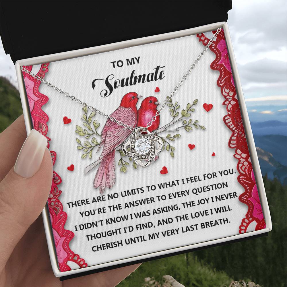 To My Soulmate Jewelry Gift - Love Knot Forever Necklace with Heartfelt Message Card From You - Feel For You