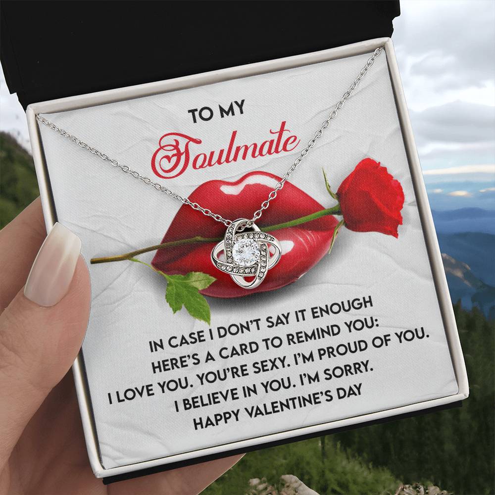 To My Soulmate Jewelry Gift - Love Knot Forever Necklace with Heartfelt Message Card From You - Don't Say It