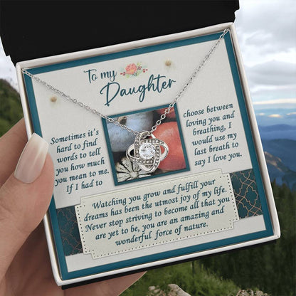 To My Daughter Jewelry Gift - You're A Force Of Nature - Love Knot Necklace