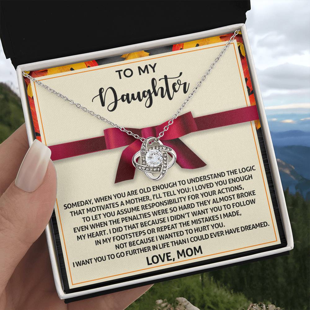 To My Daughter Jewelry Gift -Further In Life - Love Knot Necklace