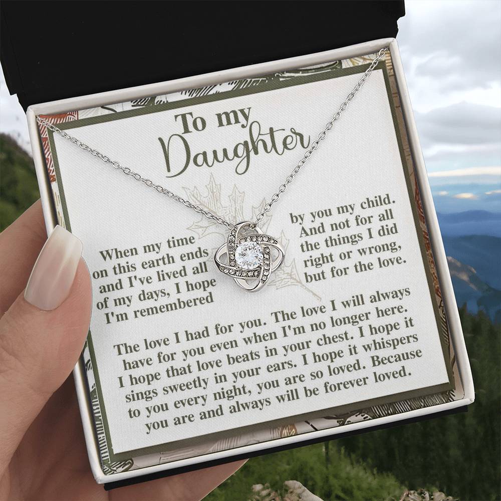 To My Daughter Jewelry Gift - Sweetly In Your Ears - Love Knot Necklace