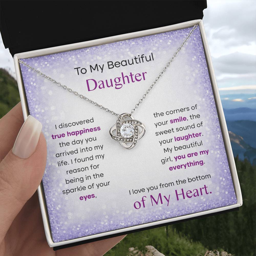 To My Beautiful Daughter Gift - Love Knot Necklace - All Of My Heart -Sweet Sound 3