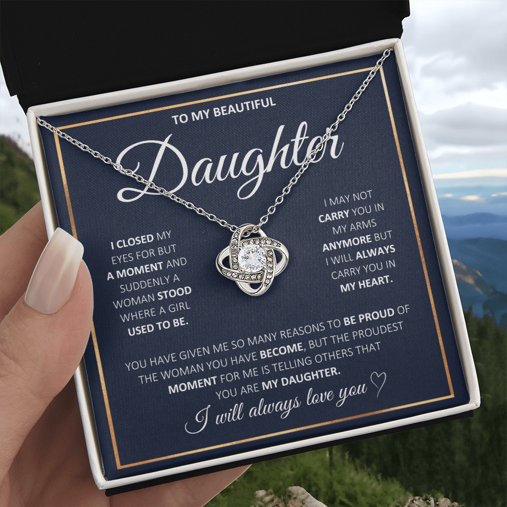 Graduation Gift for Daughter | Love Knot Necklace | “I Will Always Carry You In My Heart” | Meaningful Jewelry Gift