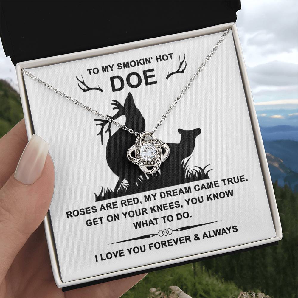 To My Smokin' Hot Soulmate Jewelry Gift - Love Knot Forever Necklace with Heartfelt Message Card From You - Dream Came True